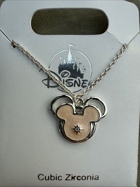 Disney Mickey Mouse Necklace in Silver and Pale Pink
